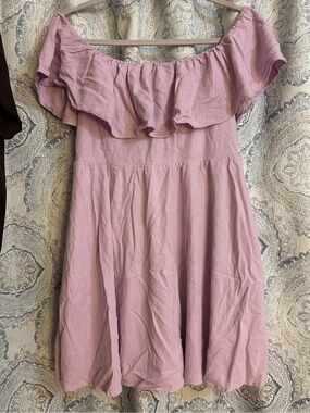 miami Off-Shoulder Ruffle Mini Dress - Mauve Pink